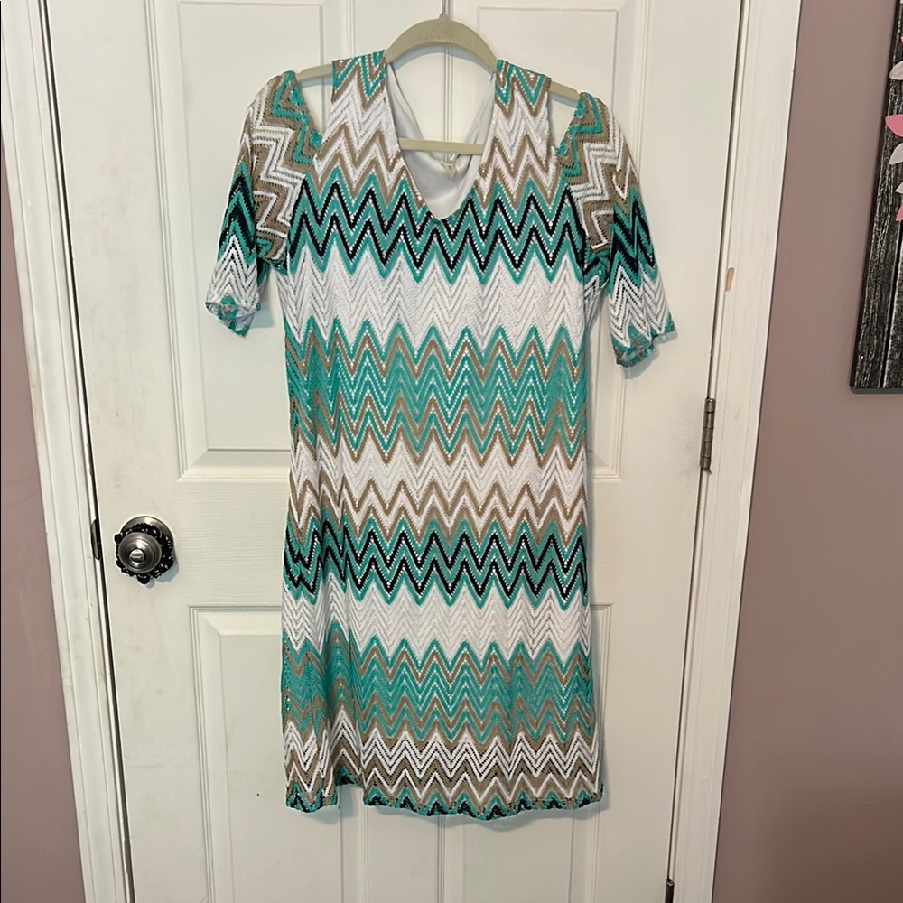 Tacera Chevron Pattern Dress